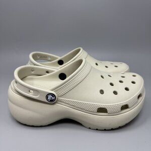 Crocs Classic Bae Platform Clog Shoes Womens Size 8 Beige Tan Slip On Comfort